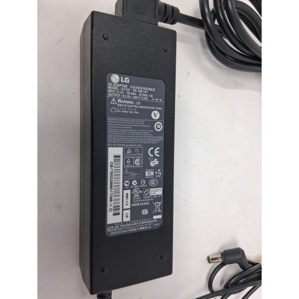 LG AC Adapter PA-1061-61 24V 2.5A Power Supply Cord Lite-On Black. Z